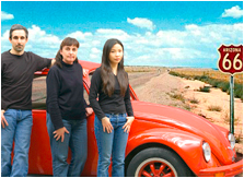 From left to right: Marc Meyer, Ann King and Tina Lai with their high tech VW Bug. (By: Ann King)